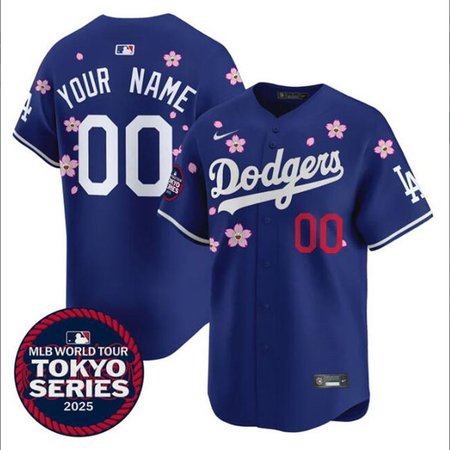 Men's Los Angeles Dodgers Custom Royal Tokyo 2025 Cool Base Stitched Baseball Jersey